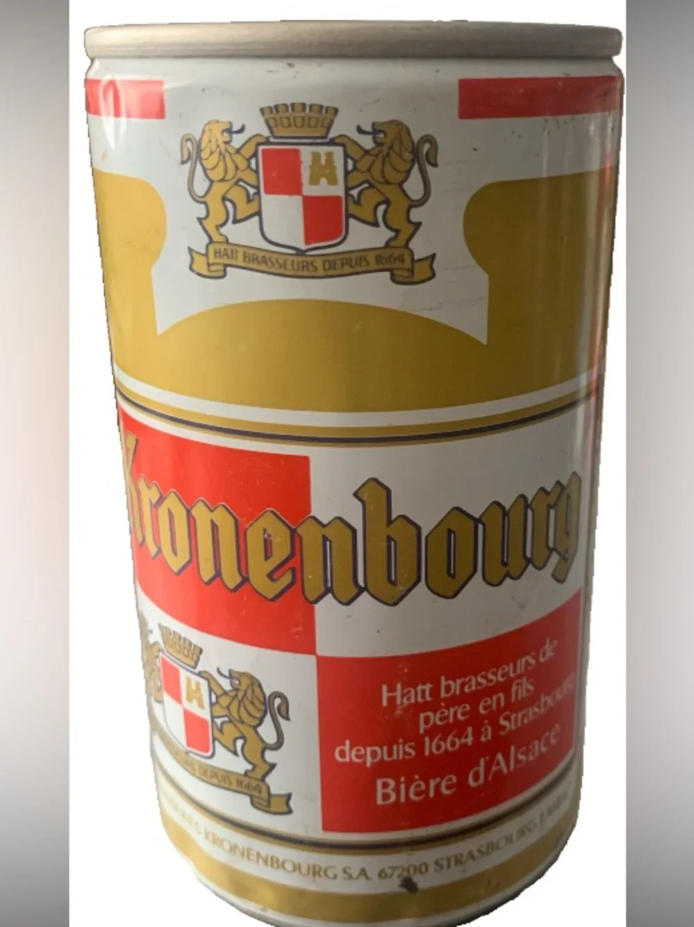 Vintage Beer Can Kronenbourg Biere d'Alsace Pull Tab Empty France Aluminum Can